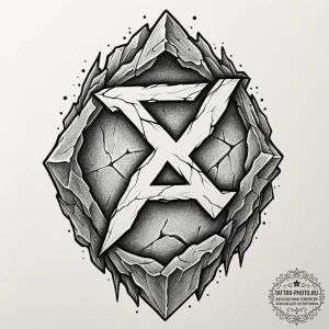 Tattoo design, a cracked and weathered rune s... - эскиз тату (№1751592813_0, 04.07.2025 01:33) — tattoo-photo.ru