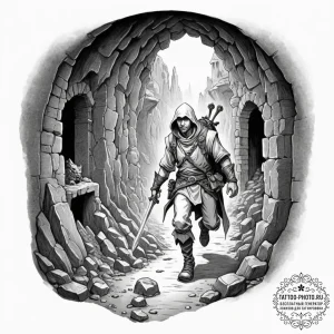 Tattoo sleeve design, dungeon crawler, a part... - эскиз тату (№1751593241_0, 04.07.2025 01:40) — tattoo-photo.ru