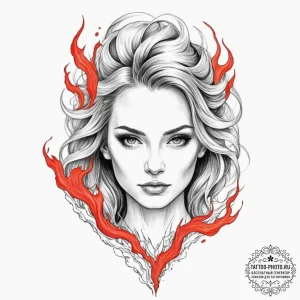 Tattoo design, hel's face in double exposure... - эскиз тату (№1751593504_0, 04.07.2025 01:45) — tattoo-photo.ru