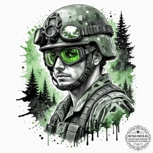 Tattoo design, portrait of a soldier, only th... - эскиз тату (№1751593582_0, 04.07.2025 01:46) — tattoo-photo.ru