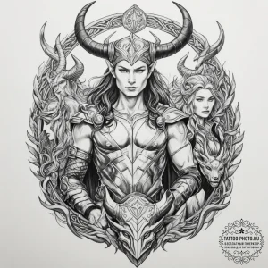 Category 1: gods & mythical beings (odin, tho... - эскиз тату (№1751594098_0, 04.07.2025 01:54) — tattoo-photo.ru