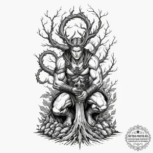 Tattoo sleeve design, elden ring inspired, a... - эскиз тату (№1751594448_0, 04.07.2025 02:00) — tattoo-photo.ru