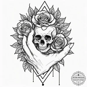 Tattoo design, handpoke style, a string tied... - эскиз тату (№1751595474_0, 04.07.2025 02:17) — tattoo-photo.ru