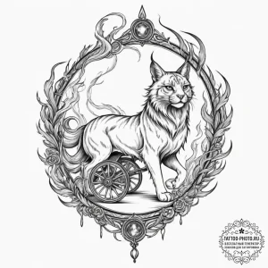 Tattoo design, freya's chariot pulled by ghos... - эскиз тату (№1751595560_0, 04.07.2025 02:19) — tattoo-photo.ru