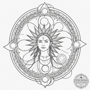 Tattoo design, loki juggling the sun and the... - эскиз тату (№1751595904_0, 04.07.2025 02:25) — tattoo-photo.ru