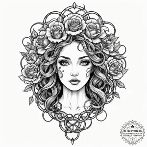 Tattoo design, medusa portrait, her snakes ar... - эскиз тату (№1751596849_0, 04.07.2025 02:40) — tattoo-photo.ru
