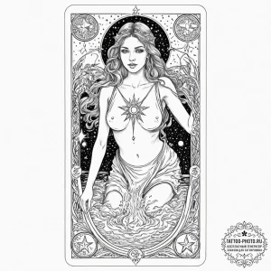 Tattoo design, a tarot card, "the star", reim... - эскиз тату (№1751597834_0, 04.07.2025 02:57) — tattoo-photo.ru
