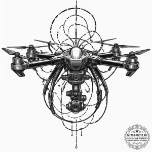 Tattoo design, hands on a drone controller, w... - эскиз тату (№1751598612_0, 04.07.2025 03:10) — tattoo-photo.ru