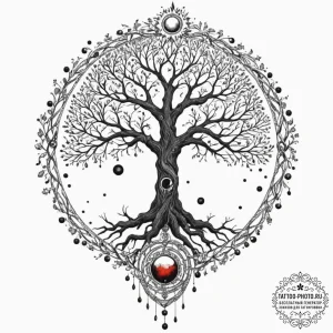 Tattoo design, odin hanging from yggdrasil, v... - эскиз тату (№1751598698_0, 04.07.2025 03:11) — tattoo-photo.ru