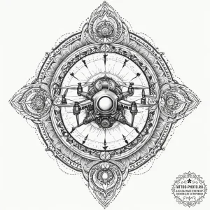 Tattoo design, the controller of a drone, joy... - эскиз тату (№1751598869_0, 04.07.2025 03:14) — tattoo-photo.ru