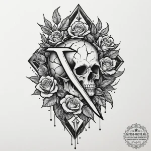 Tattoo design, a cracked and weathered rune s... - эскиз тату (№1751600331_0, 04.07.2025 03:38) — tattoo-photo.ru