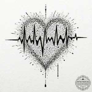 Tattoo design, a heartbeat (ecg) line that di... - эскиз тату (№1751600680_0, 04.07.2025 03:44) — tattoo-photo.ru