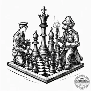 Tattoo design, a group of soldiers, but they... - эскиз тату (№1751601281_0, 04.07.2025 03:54) — tattoo-photo.ru