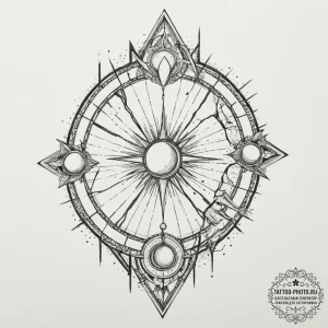 Tattoo design, a shattered mirror, each shard... - эскиз тату (№1751602399_0, 04.07.2025 04:13) — tattoo-photo.ru