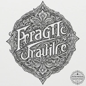 Tattoo design, handpoke style, the word "frag... - эскиз тату (№1751602744_0, 04.07.2025 04:19) — tattoo-photo.ru