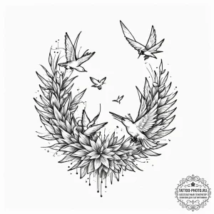 Tattoo design, a missile breaking apart into... - эскиз тату (№1751604206_0, 04.07.2025 04:43) — tattoo-photo.ru