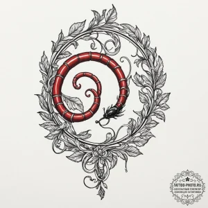 Tattoo design, a worm on a string, drawn very... - эскиз тату (№1751604294_0, 04.07.2025 04:44) — tattoo-photo.ru