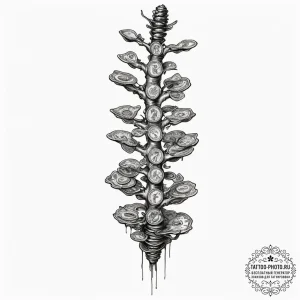 Tattoo design, a human spine, the vertebrae a... - эскиз тату (№1751604379_0, 04.07.2025 04:46) — tattoo-photo.ru