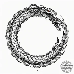 Tattoo design, an ouroboros serpent, but it's... - эскиз тату (№1751604466_0, 04.07.2025 04:47) — tattoo-photo.ru
