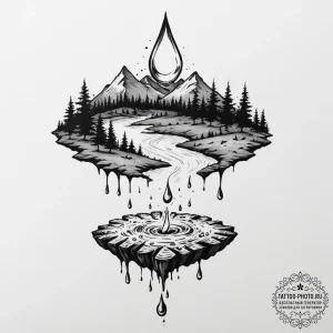 Tattoo design, a single, perfect water drople... - эскиз тату (№1751604889_0, 04.07.2025 04:54) — tattoo-photo.ru