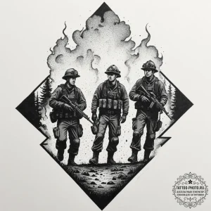 Tattoo design, silhouettes of a small fire te... - эскиз тату (№1751605146_0, 04.07.2025 04:59) — tattoo-photo.ru