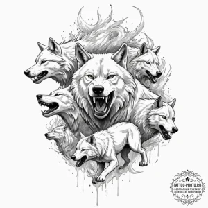 Tattoo sketch of a berserker dissolving into... - эскиз тату (№1751606195_0, 04.07.2025 05:16) — tattoo-photo.ru