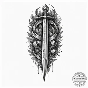 Tattoo sketch — rusted blade embedded in fros... - эскиз тату (№1751606756_0, 04.07.2025 05:25) — tattoo-photo.ru