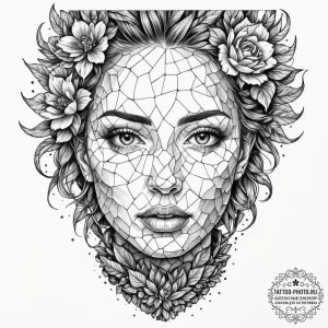 Tattoo design, shrapnel pieces arranged to fo... - эскиз тату (№1751608067_0, 04.07.2025 05:47) — tattoo-photo.ru