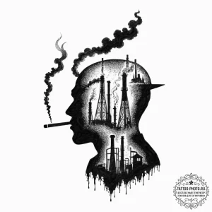 Tattoo design, a human silhouette whose shado... - эскиз тату (№1751608673_0, 04.07.2025 05:57) — tattoo-photo.ru
