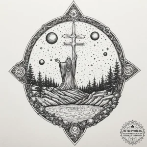 Tattoo design, odin sacrificing his eye to mi... - эскиз тату (№1751608756_0, 04.07.2025 05:59) — tattoo-photo.ru