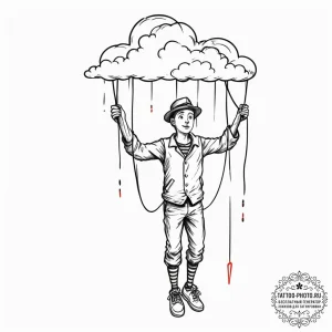Tattoo design, a marionette, its strings are... - эскиз тату (№1751608929_0, 04.07.2025 06:02) — tattoo-photo.ru