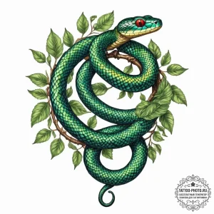 Tattoo design, a snake, its scales are shimme... - эскиз тату (№1751610821_0, 04.07.2025 06:33) — tattoo-photo.ru