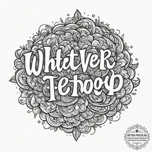 Tattoo design, handpoke style, the word "what... - эскиз тату (№1751610991_0, 04.07.2025 06:36) — tattoo-photo.ru