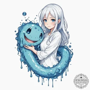 Tattoo sleeve design, slime companion, a cute... - эскиз тату (№1751611510_0, 04.07.2025 06:45) — tattoo-photo.ru