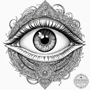 Tattoo design, close up of an eye, the iris i... - эскиз тату (№1751612539_0, 04.07.2025 07:02) — tattoo-photo.ru