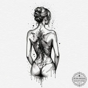 Tattoo design a person's back, with a single,... - эскиз тату (№1751613223_0, 04.07.2025 07:13) — tattoo-photo.ru