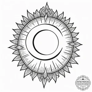 Tattoo sketch a powerful solar eclipse, symbo... - эскиз тату (№1751614034_0, 04.07.2025 07:27) — tattoo-photo.ru