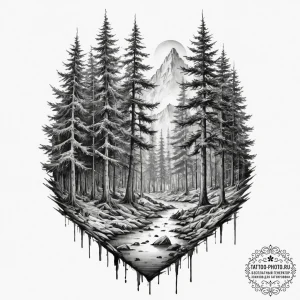 A watercolor sketch of the forests of endor.,... - эскиз тату (№1751614204_0, 04.07.2025 07:30) — tattoo-photo.ru