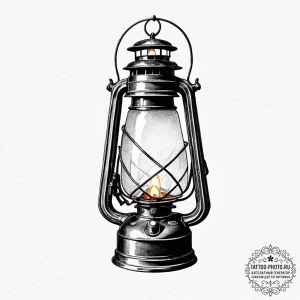 Tattoo sketch a vintage lantern casting a war... - эскиз тату (№1751614353_0, 04.07.2025 07:32) — tattoo-photo.ru