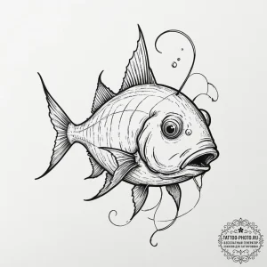 A deep-sea anglerfish with a bioluminescent l... - эскиз тату (№1751614576_0, 04.07.2025 07:36) — tattoo-photo.ru