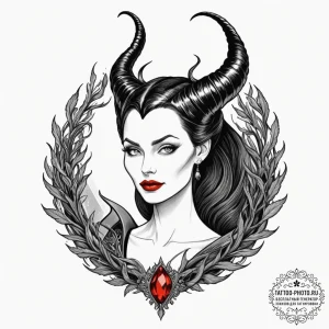 A neo-traditional portrait of maleficent from... - эскиз тату (№1751615096_0, 04.07.2025 07:44) — tattoo-photo.ru