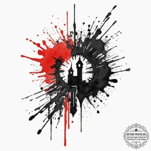 Key, ink illustration for tattoo, black and r... - эскиз тату (№1751615803_0, 04.07.2025 07:56) — tattoo-photo.ru