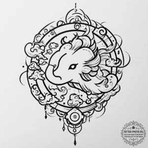 Tattoo sketch a zodiac symbol with a tiny, ab... - эскиз тату (№1751616870_0, 04.07.2025 08:14) — tattoo-photo.ru