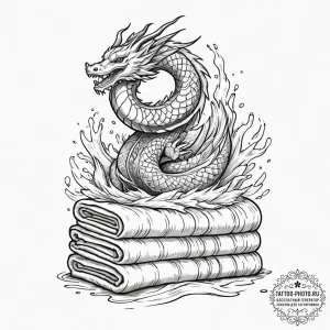 A close-up of a stack of freshly laundered, f... - эскиз тату (№1751616954_0, 04.07.2025 08:15) — tattoo-photo.ru
