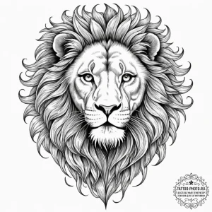 Tattoo sketch a leo lion, its face in intrica... - эскиз тату (№1751617474_0, 04.07.2025 08:24) — tattoo-photo.ru