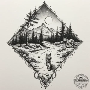 Tattoo design a path made of footprints, wher... - эскиз тату (№1751617563_0, 04.07.2025 08:26) — tattoo-photo.ru