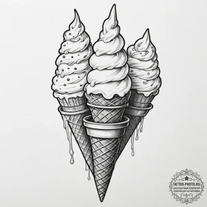 Tattoo design 'ice cream cone' on one, 'scoop... - эскиз тату (№1751617821_0, 04.07.2025 08:30) — tattoo-photo.ru