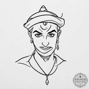 A sketch of the genie from aladdin, "you ain'... - эскиз тату (№1751618334_0, 04.07.2025 08:38) — tattoo-photo.ru