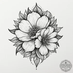 Tattoo design a half-flower on one partner, c... - эскиз тату (№1751618762_0, 04.07.2025 08:46) — tattoo-photo.ru