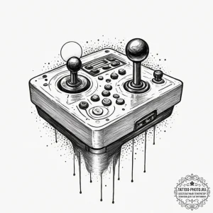 Tattoo design an old-school arcade joystick w... - эскиз тату (№1751618989_0, 04.07.2025 08:49) — tattoo-photo.ru